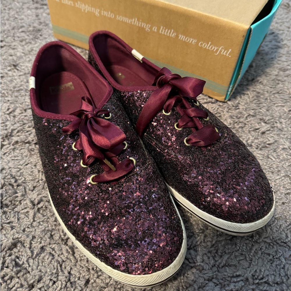 Deep cherry sparkle Kate spade Keds